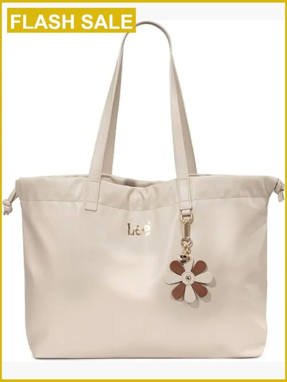 Large Vegan Leather Tote with Drawstring Closure